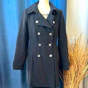 ⭐️SALE⭐️ White House Black Market Black Button Front Long Sleeve Coat EUC
